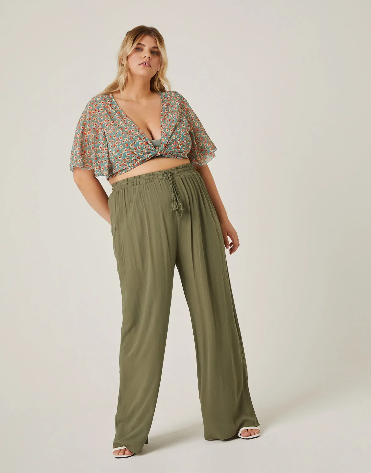 Plus Size Woven Summer Pants