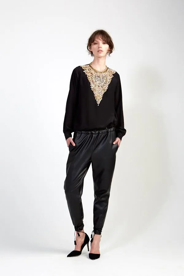 Relaxed Leather Pants in Black