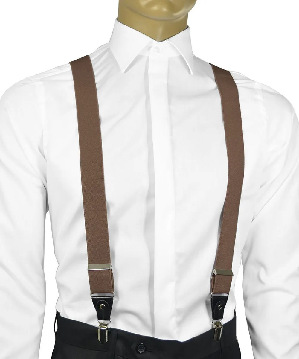 Solid Brown Men's Suspenders