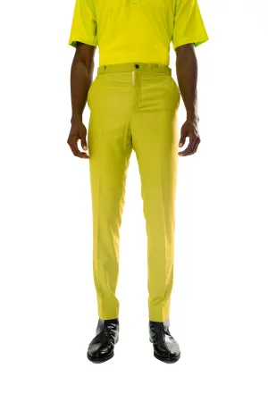 Standard Length Short Sleeve Wool Pants in Lime Green