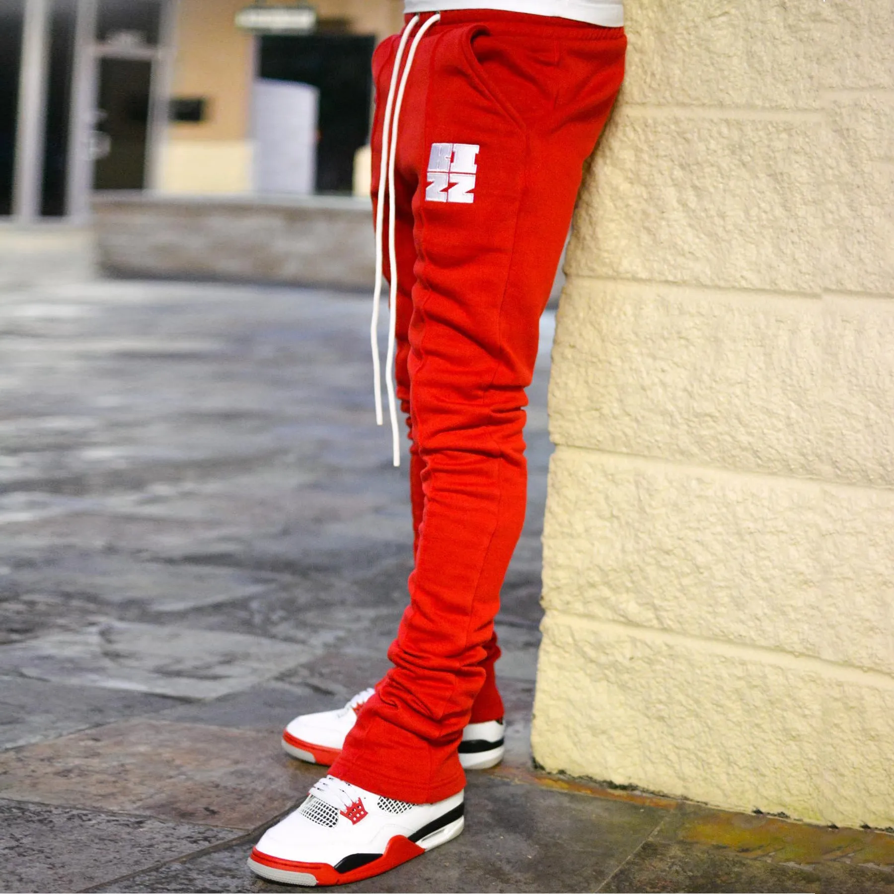 Street style letters stack joggers casual pants