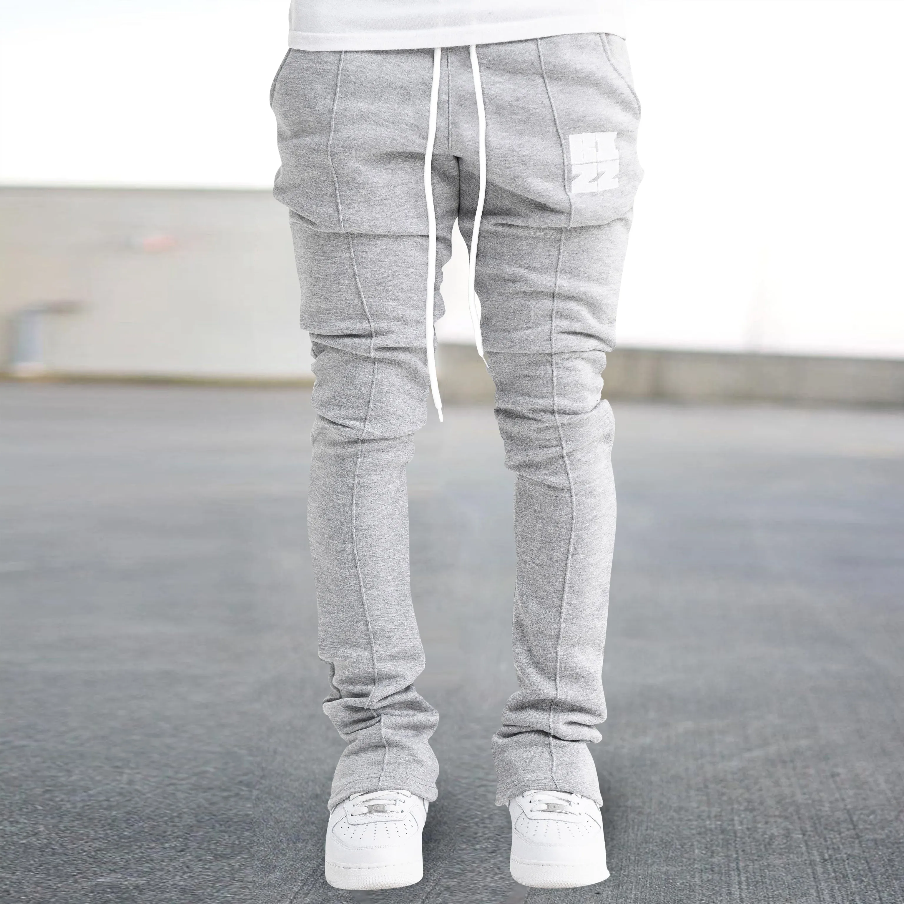 Street style letters stack joggers casual pants