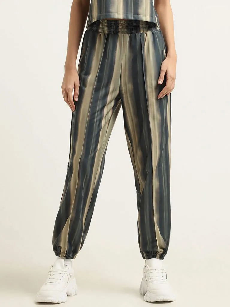 Studiofit Green Striped Cotton Pants