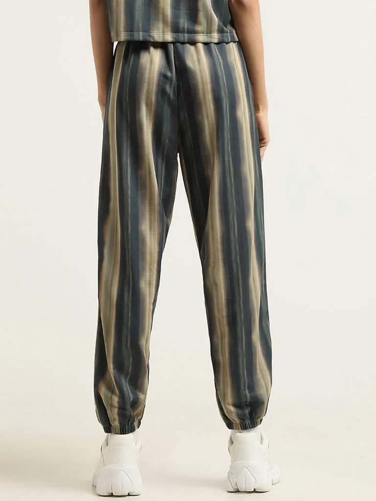 Studiofit Green Striped Cotton Pants