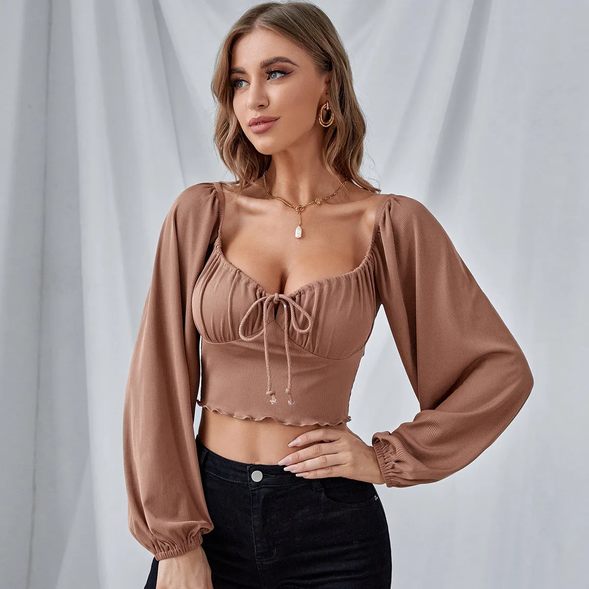 Trendy Tops Long Lantern Sleeve