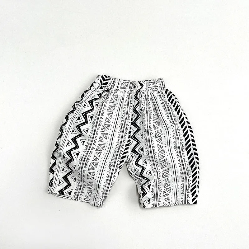 Vintage Geometric Print Loose Pants