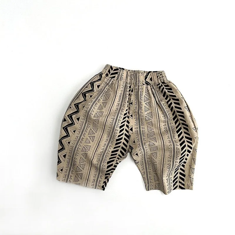 Vintage Geometric Print Loose Pants