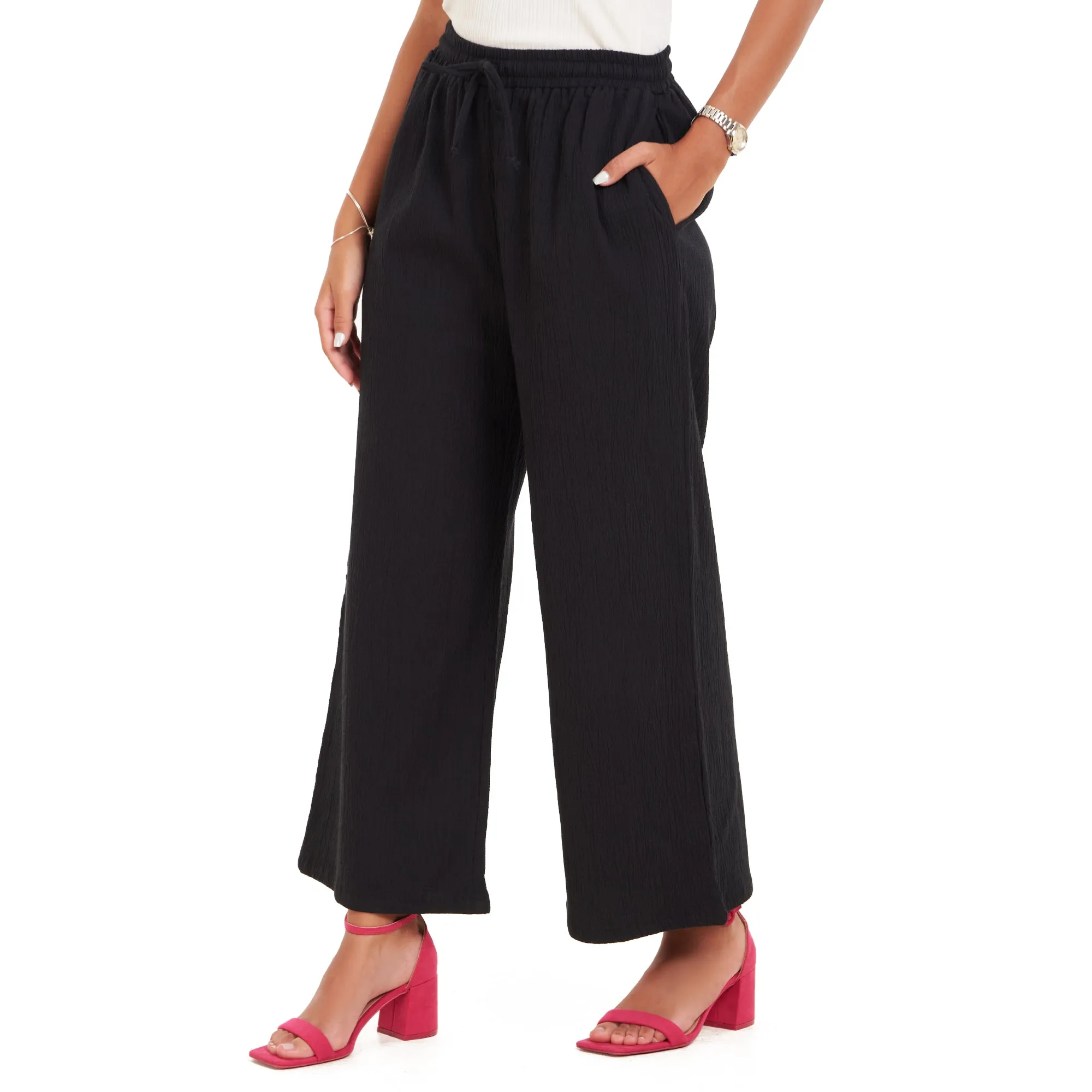 Women summer wide leg pants Black