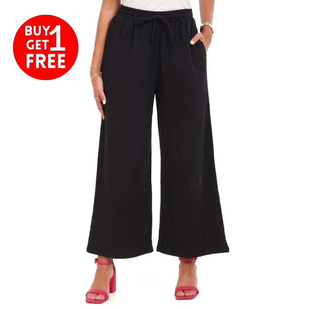 Women summer wide leg pants Black