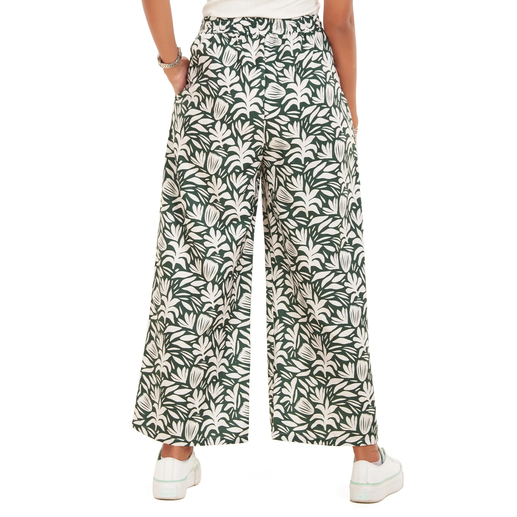 Women summer wide leg pants Leaves