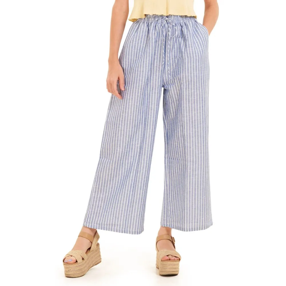 Women summer wide leg pants Petroleum stripes