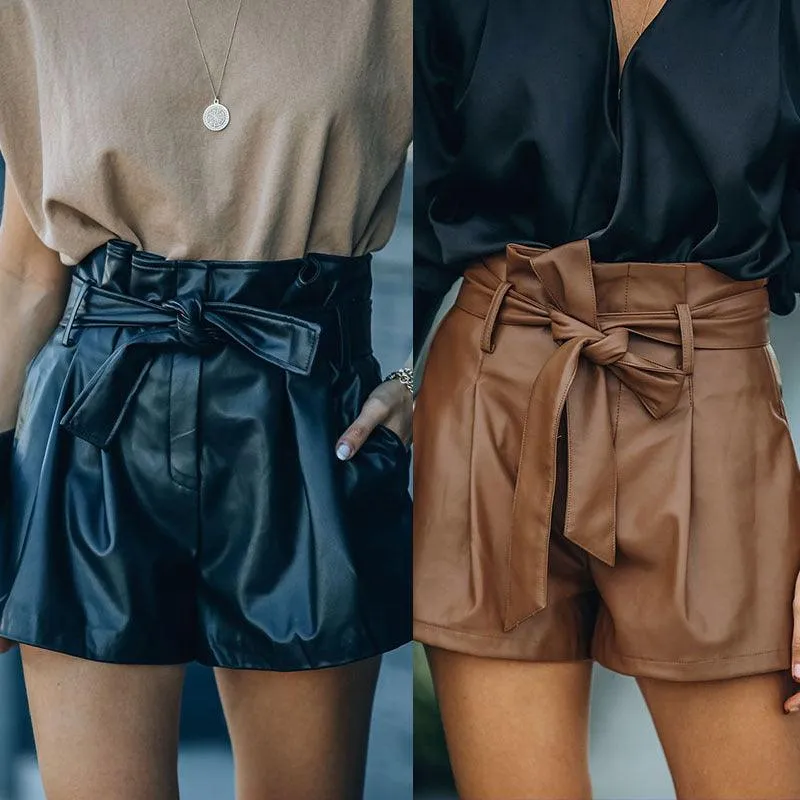 Women's Casual PU LeatherShorts Pants