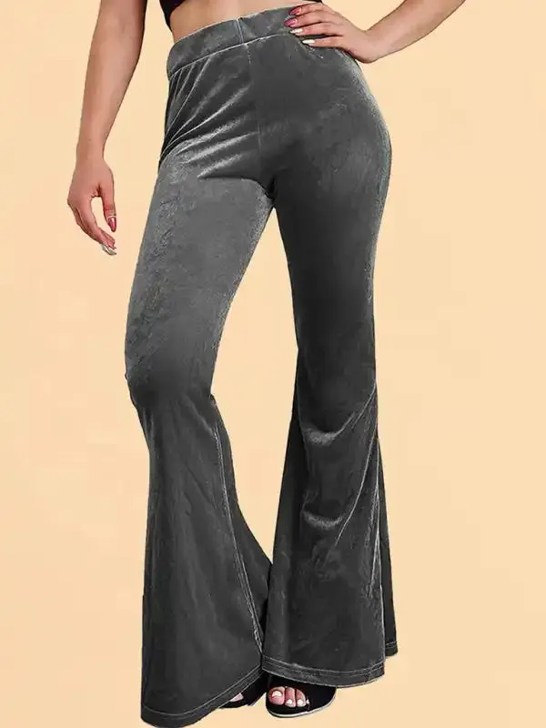 Women’s Pants Velvet Flared Pants Elastic Elastic High Waist Flared Pants Casual Trousers